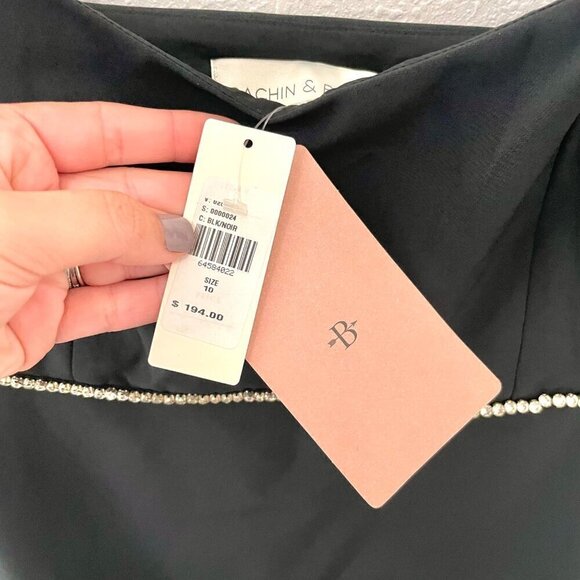 Sachin & Babi Crystal-Embellished Satin Midi Dress Black Women’s Size 10 NWT - Picture 4 of 6